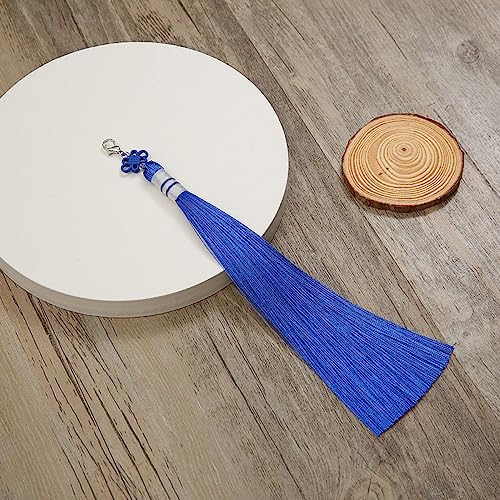 qbodp 10 Stück Chinesische Knoten-Quasten,19cm Lange Quastenanhänger,Hängende Verzierung,Handgefertigte Bastelquasten Für Schlüsselbund,Geschenkanhänger,Basteln,Dunkelblau von qbodp