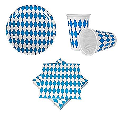 Pohly® Partyset 40-TLG. * Bayrisch Blau * 10 Teller / 10 Becher / 20 Servietten von qdwq-US