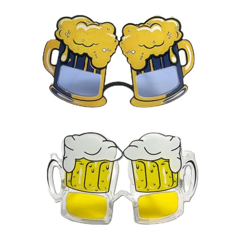 2 Stück Bier Brille,Oktoberfest Deko,Partybrillen,Partybrille,Lustige Sonnenbrille,Lustige Brillen Party,Witzige Sonnenbrillen,Bayrische Deko,Für Bier Kostüm Accessoires,Fasching Halloween Hawaiian von qerich