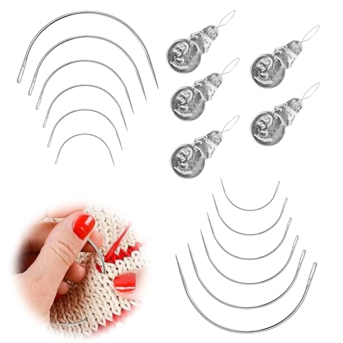 Gebogene Nadeln,12Pcs Gebogene Nähnadel,Ledernadeln Hand Polsternadeln,Rundnadel,Rund Leder Sattlernadel,Needle Sattlernadeln,Perücke C Gebogene Nadeln,leder Nähen Nadel,Runde Bent Mit Nadeleinfädler von qerich