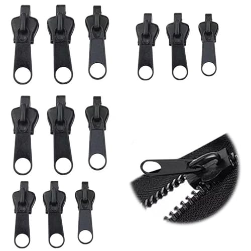 Reißverschluss Reparaturset,12 Stück Reißverschluss Schieber Ersatz,Reißverschluss Zieher,Zipper Ersatz Schieber,Haushaltbarer Fix Reissverschluss Zipper Repair Kit,Reißverschlussschieber,Größen von qerich