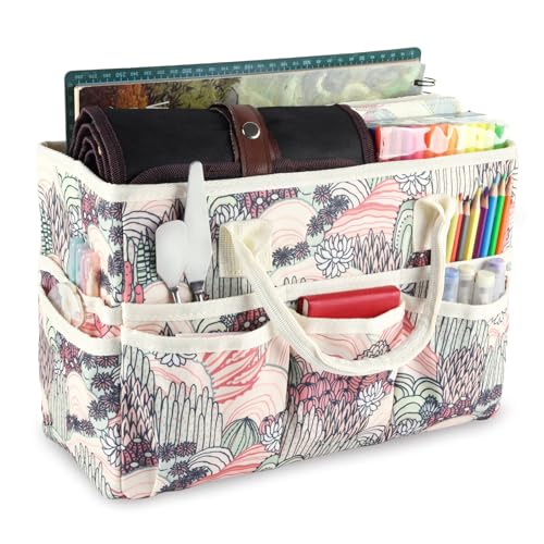 Craft Organizer Tragetasche mit mehreren Taschen, großer Kunst-Aufbewahrungsbehälter mit Griffen für Kunst, Handwerk, Nähen, Make-up, Scrapbooking, Medizin und Bürobedarf. Wüste von qianshan