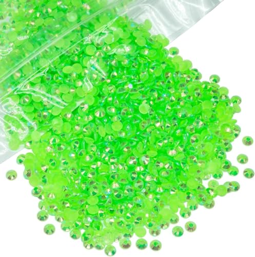 SZ qiipii 1280 Stück 6 mm Peridot AB Harz Strasssteine zum Basteln, frische grüne AB flache Rückseite, Jelly Strasssteine, Bulk SS30 Nicht-Hotfix-Steine, Diamanten, Kristalle, Edelsteine für Tassen, von qiipii