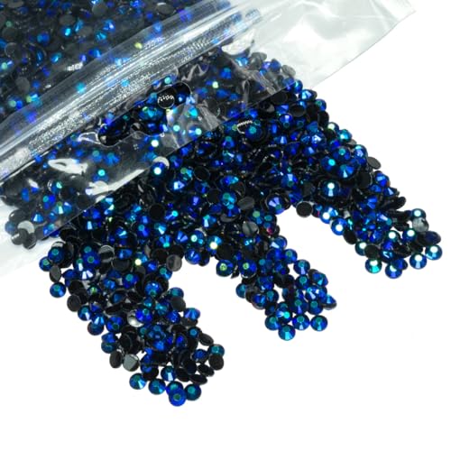 qiipii 5000 Stück 4 mm Saphirblau AB Harz Strasssteine zum Basteln flache Rückseite Jelly Strasssteine Bulk SS16 Nicht-Hotfix dunkelblaue AB-Steine Diamanten Kristalle Edelsteine für Tassen, Becher, von qiipii