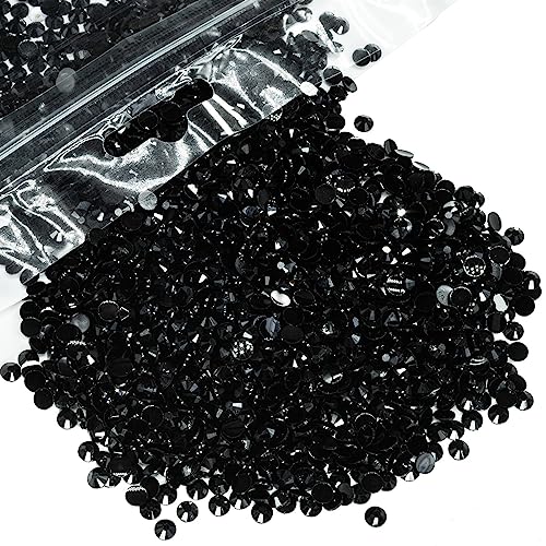 qiipii 5000 Stück 4 mm schwarze Harz-Strasssteine zum Basteln, reine schwarze flache Rückseite, Gelee-Strasssteine, Bulk SS16, nicht Hotfix, dunkelschwarze Steine, Diamanten, Kristalle, Edelsteine für von qiipii