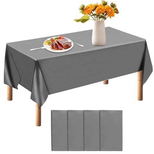 Einwegtischdecken,4 Stück Tischdecke für Bierzeltgarnitur,Geburtstag Einwegtischdecke 137 x 274 cm,Rechteckige Tischdecke für Geburtstag Party Grillen Picknick Dekoration,Grau von qimeyu