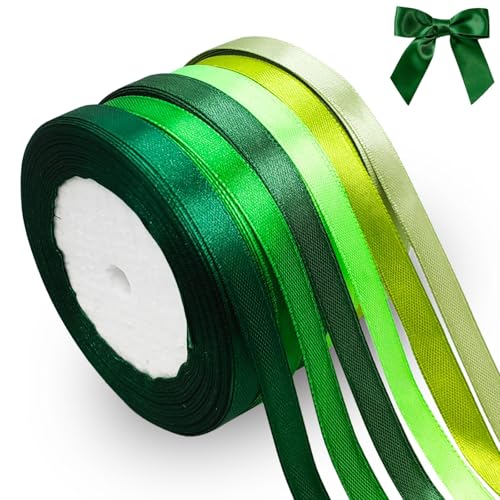 qingmeng 132m Satinband Grün, 10mm Geschenkband Grün Breit, Schleifenband Grün, Geschenkband Hochzeit Stoff, Grünenes Geschenk Band Geschenkbänder für Taufe Geburtstag Deko Geschenkverpackung von qingmeng