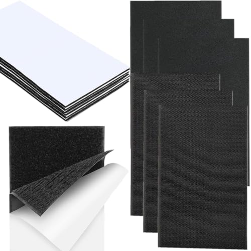 qingmeng 12 Stück 15x25cm Klettband Selbstklebend Extra Stark Klettverschluss Selbstklebend für Stoff Klebepads Doppelseitig Selbstklebendes Fliegengitter Klettband zum Nähen Breit Textilien Schwarz von qingmeng