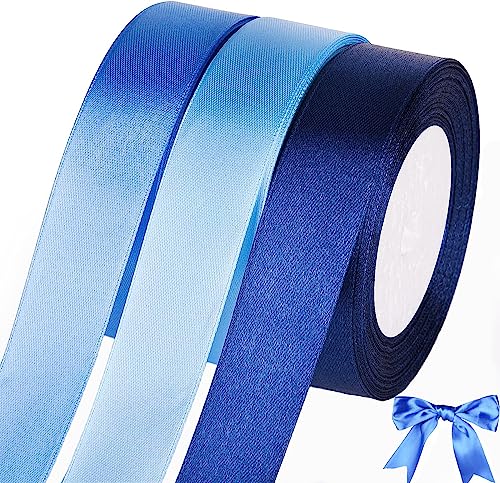 qingmeng 66m Satinband Blau, 20mm Geschenkband Blau Breit, Schleifenband Blau, Geschenkband Hochzeit Stoff, Blauenes Geschenk Band Geschenkbänder für Taufe Geburtstag Deko Geschenkverpackung von qingmeng