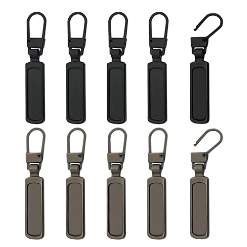 qingmeng Reißverschluss Zipper, 10 Stück Reissverschluss Zipper Ersatz, Ersatzteile Reißverschluss AnhäNger, Abnehmbares Metall Universal Ersatz Zipper für Reißverschluss Die Meisten(Schwarz/Bronze) von qingmeng