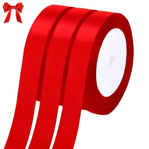 qingmeng Satinband Rot, 66m Geschenkband Rot Breit, 20mm Schleifenband Rot, Geschenkband Hochzeit Stoff, Rotenes Geschenk Band Geschenkbänder für Taufe Geburtstag Deko Geschenkverpackung von qingmeng