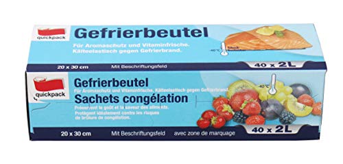 quickpack 70326 Gefrierbeutel, LDPE Polyethylen, Durchsichtig, 20x30, 40 von quickpack