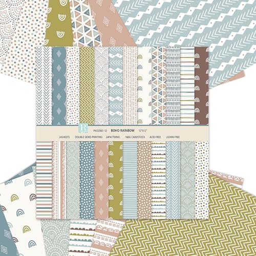 24 Blatt Scrapbook Papier 12 Muster Scrapbooking Papier Doppelseitiges Decoupage Papier für DIY Fotoalbum, Kartenherstellung, Journal Scrapbooking (30.5 x 30.5 cm) von quiodok