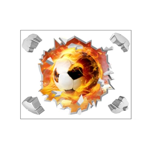 quiodok 3D Wandtattoo Fussball Fußball Wandtattoo Schlafzimmer 3D Wandtattoo Fussball Breakthrough für Jugendsport Wanddekoration, Schlafzimmer (50×40cm, Obervolumen und Untervolumen) von quiodok