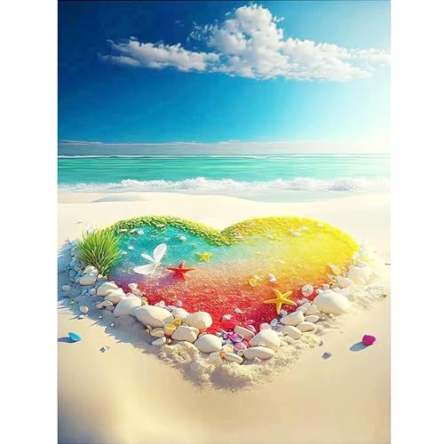 quxup Strand 5D DIY Diamond Painting, Stitch Diamond Art Painting Kits für Erwachsene, Stickerei Bilder Kunsthandwerk für Anfänger, Anime Set für Wanddekoration, 30 x 40 cm von quxup