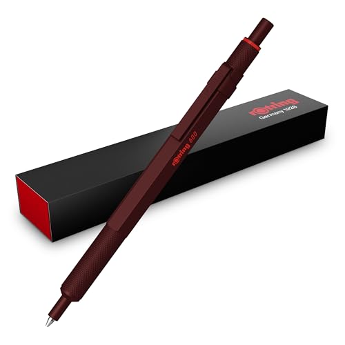 Rotring 600 Kugelschreiber | Mittlere Spitze | Schwarze Tinte | Stift mit Vollmetallschaft | Schokoladenbraun | Rutschfeste, gerändelte Griffzone und Sechskantschaft | Nachfüllbar von rOtring