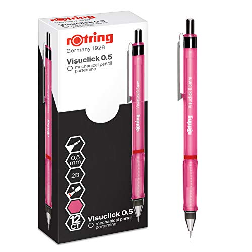 rOtring 2089095 Visuclick-Druckbleistift | 0,5 mm | 2B-Mine | attraktiver pinkfarbener Schaft | 12 Stück von rOtring