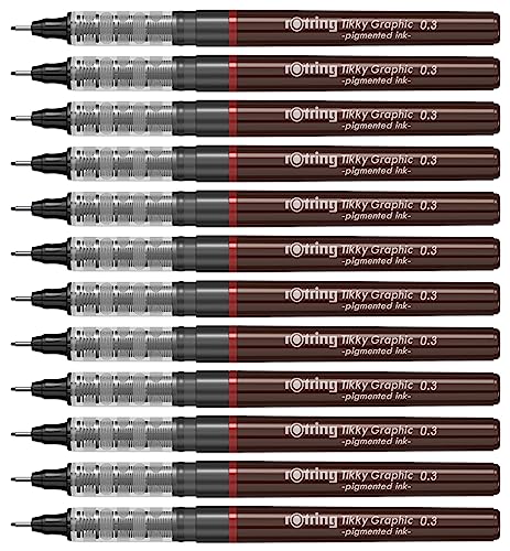 rOtring Tikky-Grafik Fineliner Filzstifte | 0,3 mm | schwarze Tinte | 12-er Box von rOtring