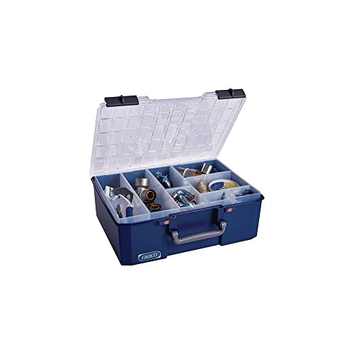 raaco CarryLite 150 5x8: Leicht Sortierbox für Werkstatt, mit 8 Einsätze für Kleinteile, Traglast 20 kg, Sichere Aufbewahrung, Transparenter Deckel, 33 x 14.7 x 33 cm von raaco