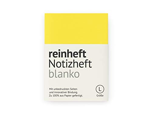 reinheft Notizheft blanko mit flexiblem Softcover Umschlag und 64 Seiten Inhalt, nachfüllbar, Größe L (Gelb, L - Din A5) von reinheft