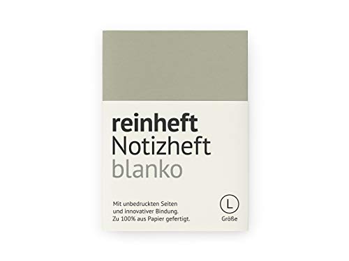 reinheft Notizheft blanko mit flexiblem Softcover Umschlag und 64 Seiten Inhalt, nachfüllbar, Größe L (Grau, L - Din A5) von reinheft