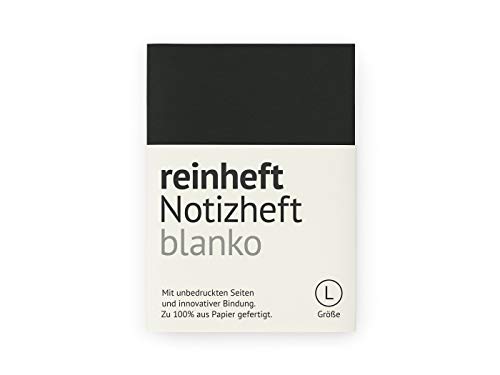 reinheft Notizheft blanko mit flexiblem Softcover Umschlag und 64 Seiten Inhalt, nachfüllbar, Größe L (Schwarz, L - Din A5) von reinheft