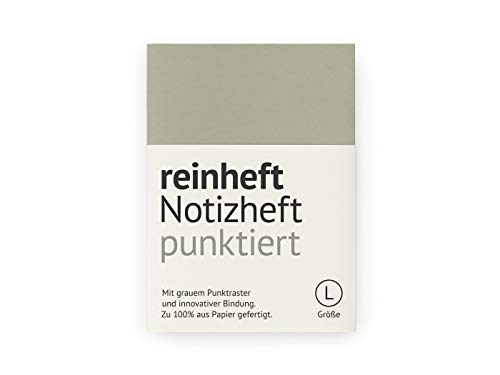 reinheft Notizheft mit Punktraster, flexiblem Softcover Umschlag und 64 Seiten Inhalt, nachfüllbar, Größe L (Grau, L - Din A5) von reinheft