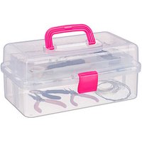 relaxdays Aufbewahrungsbox transparent, pink 33,0 x 39,0 x 17,0 cm von RELAXDAYS