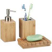 relaxdays Badaccessoires-Set braun von RELAXDAYS