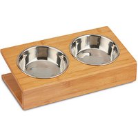 relaxdays Futterstation Hunde/Katzen braun 18,0 x 18,0 x 10,0 cm von RELAXDAYS