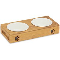 relaxdays Futterstation Hunde/Katzen braun 29,5 x 14,0 x 5,5 cm von RELAXDAYS