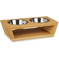 relaxdays Futterstation Hunde/Katzen braun 35,5 x 18,0 x 10,5 cm von RELAXDAYS