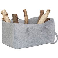 relaxdays Kaminholztasche 27,0 l grau 25,0 x 50,0 x 25,0 cm von RELAXDAYS