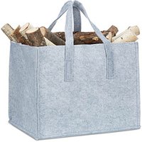 relaxdays Kaminholztasche 50,0 l hellgrau 43,0 x 36,5 x 34,5 cm von RELAXDAYS