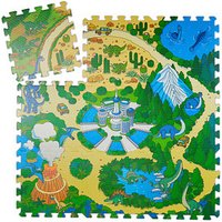 relaxdays Puzzlematte Dinosaurier grün/bunt 90,0 x 90,0 cm von RELAXDAYS