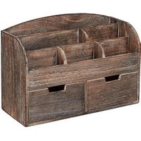 relaxdays Schreibtisch-Organizer braun Holz 8 Fächer 36,5 x 3,5 x 14,5 cm von RELAXDAYS