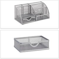 relaxdays Schreibtisch-Organizer silber Metall 6 Fächer 27,5 x 14,0 x 12,5 cm von RELAXDAYS