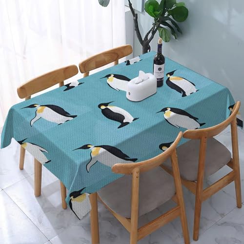 Garten Tischdecken Rechteckig,Nahtloses Muster mit Pinguinen und hellen Eisbergen. Stock-V,Fleckschutz Wasserdicht Tischtuch für Draußen Esszimmer,Küche,Garten,Party,Hochzeiten oder Haushalt 137x183cm von reyawdf