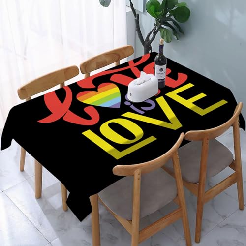 Garten Tischdecken Rechteckig,Pride Day Love is Love Vektor-T-Shirt,Fleckschutz Wasserdicht Tischtuch für Draußen Esszimmer,Küche,Garten,Party,Hochzeiten oder Haushalt 137x183cm von reyawdf