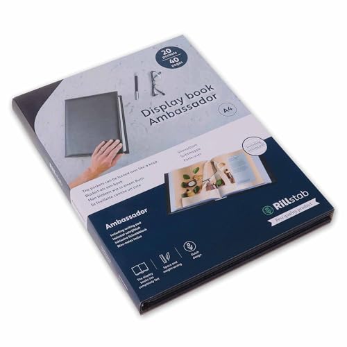 HF2 Präsentationsbuch Kunstleder im A4-Format mit 20 Hüllen - Sichtbuch, Portfolio- und Projektordner für Besprechungen & Konferenzen - Schwarz – RI98024 von rillstab original