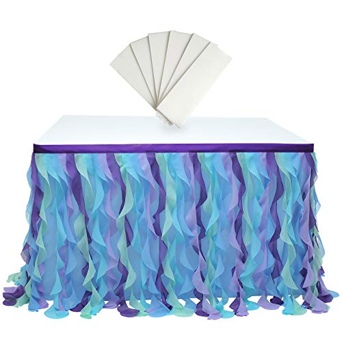 rismart Mehrschichtig Tüll Tischrock Tutu Tischbekleidung zum Geburtstag Hochzeit Parteien Blauer Merman,77 H x L 187 cm von rismart