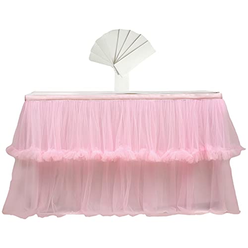 rismart Tüll Tischrock Tischdecke Dekor für Schminktisch Geburtstag Rosa,76 H x L 190 cm von rismart