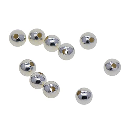 rockible 10 Elegante 925 Sterling Silber Perlen für DIY Schmuckherstellung, 6mm (1,2mm Loch) von rockible