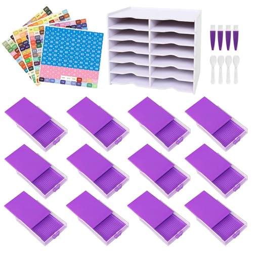 rockible 12 stück Diamant Handwerk Tablett Diamant Lagerung Tablett Diamant Handwerk Platte Strass Tablett, Violett von rockible