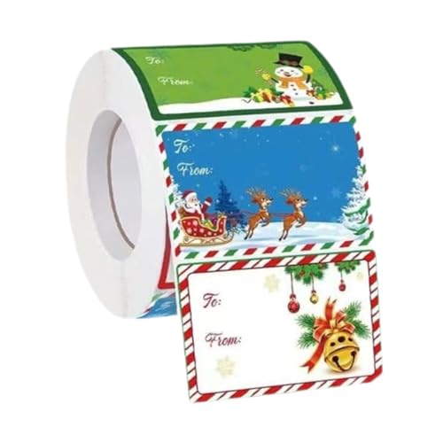 rockible 500 x Weihnachtsaufkleber, Etiketten, Weihnachtsnamenaufkleber, Geschenkpaket, süße Papiersiegel, Papieranhänger, Weihnachtsanhänger, Aufkleber für, Style B von rockible