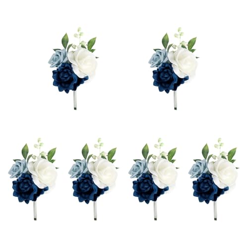 rockible 6pcs Hochzeit Boutonniere Rose Corsages Mode Brautbrautgräner Boutonnieres für Party Prom Valentinstag Events von rockible