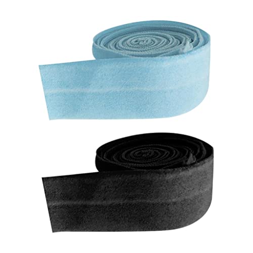 rockible Elastisches Schrägband 20mm Breit Textilband Einfassband Nahtband (10m lang) - Hochwertiges elastisches Schrägband für kreative Näharbeiten, 20mm, Schwarz + Blau von rockible