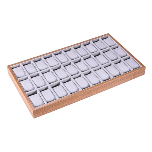 rockible Uhren Display Case, Uhrenbox 30 uhren Aufbewahrungsbox, Premium Uhrenkoffer Display, Uhrenschatulle Holz Herren, Watch Drawer Organizer Tray für Kommode Armbanduhr Schmuck, 30 Raster von rockible