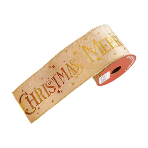 rockible Weihnachtsband, Weihnachtsband, Geschenkverpackung, vielseitig einsetzbar, Bastelprojekte, Baumdekoration, Kränze, 3 Yards Länge, Champagner Gold von rockible