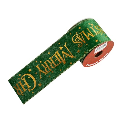 rockible Weihnachtsband, Weihnachtsband, Geschenkverpackung, vielseitig einsetzbar, Bastelprojekte, Baumdekoration, Kränze, 3 Yards Länge, GrÜn von rockible